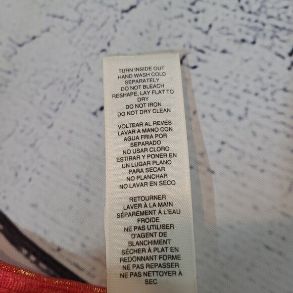 Chico's Size 1 US M Shimmer Andrina Split Sleeve Orange Gold Metallic Top Party - Picture 11 of 11